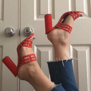 TOPSHOP orange heeled sandal